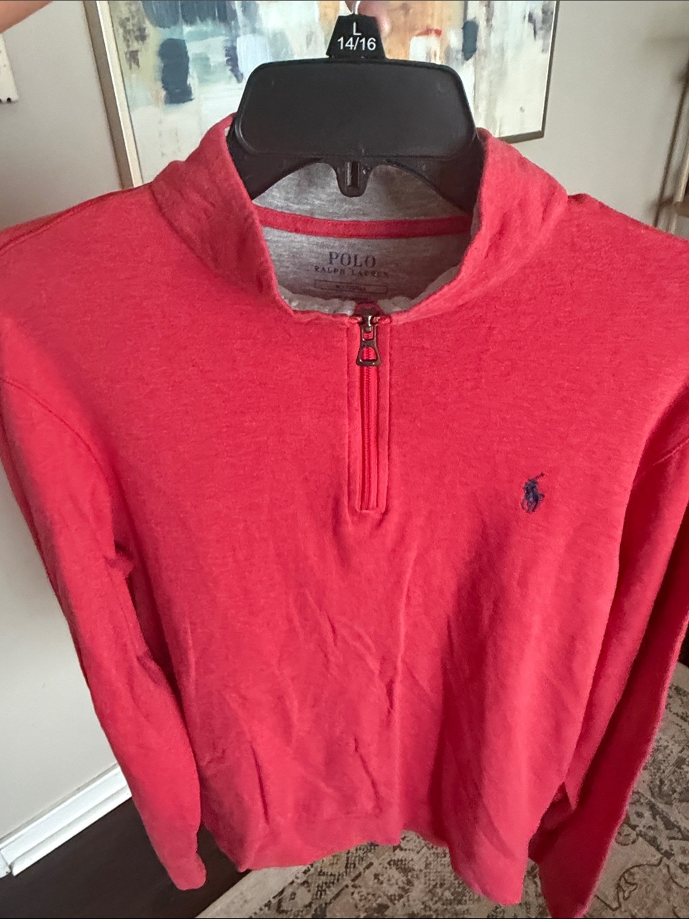 Ralph Lauren Bright Red Half-Zip Sweatshirt - Picture 9 of 10